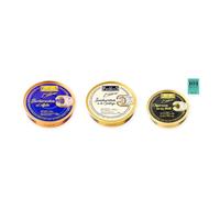 los peperetes conservas Berberechos Ajillo, Zamburiñas Gallega y Chipirones Tinta 120g pack 3 latas 3 piezas