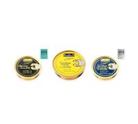 los peperetes conservas Chipirones Tinta 120g, Sardinillas Gallega y Sardinillas Aceite Oliva pack 3 latas