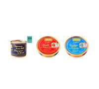 los peperetes conservas Chipirones Tinta 460g, Bonito Aceite Oliva y Sardinillas Escabeche pack 3 latas 3 piezas