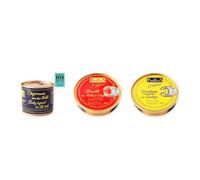 los peperetes conservas Chipirones Tinta 460g, Bonito Aceite Oliva y Sardinillas Gallega pack 3 latas 3 piezas