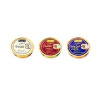 los peperetes conservas Zamburiñas Gallega, Centollo Natural y Sardinillas Picantes pack 3 latas 3 piezas
