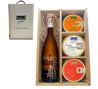 LOS PEPERETES Pack Deluxe Marisco Gallego con Albariño Pazo Rubianes | Caviar de Erizo ×2 · Navajas ×2 · Percebes ×2 | Lote Exclusivo Gourmet