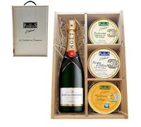 LOS PEPERETES Pack Gourmet Marisco Gallego con Champagne Francés | x2 Berberechos al Natural · x2 Navajas al Natural · x2 Mejillones a la Gallega | Estuche Lote Delicatessen Premium Latas Conserva