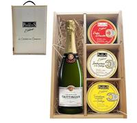 LOS PEPERETES Pack Gourmet Marisco Gallego con Champagne Taittinger | Pulpo al Pimentón ×2 · Zamburiñas ×2 · Sardinillas a la Gallega ×2 | Lote Delicatessen Premium