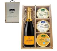 LOS PEPERETES Pack Gourmet Marisco Gallego con Champagne Veuve Clicquot| x2 Berberechos al Natural · x2 Navajas al Natural · x2 Mejillones a la Gallega | Estuche Lote Delicatessen Premium