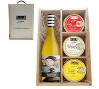 LOS PEPERETES Pack Gourmet Marisco Gallego con Vino Blanco Marieta | Pulpo al Pimentón ×2 · Zamburiñas ×2 · Sardinillas a la Gallega ×2 | Lote Delicatessen Premium