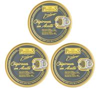 LOS PEPERETES x3 Lata Chipirones en Aceite de Oliva 120 g | Marisco Gallego Gourmet | Conserva Artesanal del Atlántico con Aceite de Oliva Virgen Extra | Chipiron Tierno y Natural
