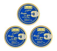 LOS PEPERETES x3 Lata Navajas al Ajillo 120 g | Marisco Gallego Gourmet | Elaboración Artesanal | Conserva Premium con Aceite de Oliva, Ajo y Guindilla | Sabor Tradicional de Galicia
