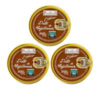 LOS PEPERETES x3 Lata Paté de Mejillones 85 g | Marisco Gourmet Gallego | Pate Artesanal con Mejillones de las Rías Gallegas | Untable Gourmet Natural | Sabor Tradicional de Galicia