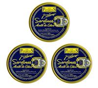 LOS PEPERETES x3 Lata Sardinas en Aceite de Oliva 120 g | Sardinas Pequeñas Gourmet Gallegas | Conserva Artesanal con Aceite de Oliva Virgen Extra | Pescado Azul del Atlántico | Producto Natural