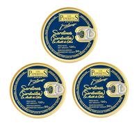 LOS PEPERETES x3 Lata Sardinillas Gallegas en Aceite de Oliva Virgen Extra 120 g | Sardinas Pequeñas Gourmet | Conserva Artesanal Premium | Pescado Azul de las Rías Gallegas