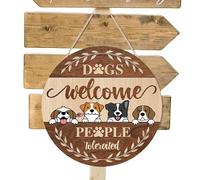 Los perros dan la bienvenida a la gente tolerada - decoración de puerta de entrada humorística para dueños de perros, idea de regalo | Adorable Puppy Welcome Sign, Decord Pet Decor, hogar