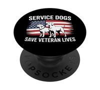 Los perros de servicio salvan vidas de veteranos Día de los Veteranos PopSockets PopGrip Adhesivo