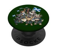 Los Perros Escoceses como Aficionados al fútbol celebran la Bandera de Escocia PopSockets PopGrip Adhesivo