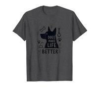 Los Perros Hacen la Vida Mejor Amante de Las Mascotas Camiseta, Hombre, Jaspeado Oscuro, XXL