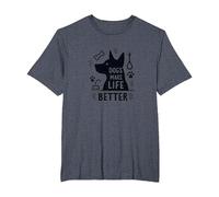 Los Perros Hacen la Vida Mejor Amante de Las Mascotas Camiseta, Hombre Tallas Grandes, Azul Jaspeado, 5X Alto