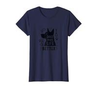 Los Perros Hacen la Vida Mejor Amante de Las Mascotas Camiseta, Mujer, Azul Marino, M