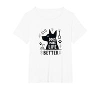Los Perros Hacen la Vida Mejor Amante de Las Mascotas Camiseta, Mujer Tallas Grandes, Blanco, 5XL Grande