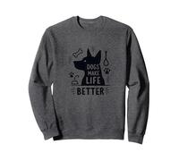 Los Perros Hacen la Vida Mejor Amante de Las Mascotas Sudadera, Unisex para Adultos, Jaspeado Oscuro, M