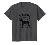 ¡Los Perros me Hacen Feliz, tú no Tanto! Divertido Amante de Las Mascotas Camiseta, Niños, Jaspeado Oscuro, 2 años