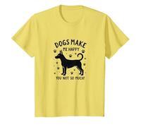 ¡Los Perros me Hacen Feliz, tú no Tanto! Divertido Amante de Las Mascotas Camiseta, Niños, Limón, 8 años