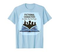 Los Personajes de ficción Son Mejores Que los Amantes de los Libros de la Gente Real Camiseta, Hombre, Azul Bebé, L