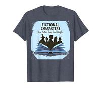 Los Personajes de ficción Son Mejores Que los Amantes de los Libros de la Gente Real Camiseta, Hombre, Azul Jaspeado, 3XL