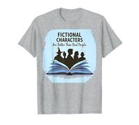 Los Personajes de ficción Son Mejores Que los Amantes de los Libros de la Gente Real Camiseta, Hombre, Gris Jaspeado, 4XL