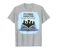 Los Personajes de ficción Son Mejores Que los Amantes de los Libros de la Gente Real Camiseta, Hombre, Gris Jaspeado, XL
