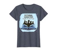 Los Personajes de ficción Son Mejores Que los Amantes de los Libros de la Gente Real Camiseta, Mujer, Azul Jaspeado, 3XL