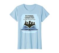 Los Personajes de ficción Son Mejores Que los Amantes de los Libros de la Gente Real Camiseta, Mujer, Azul Bebé, 3XL