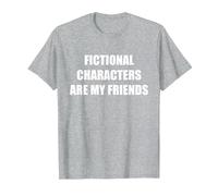 Los Personajes de ficción Son mis Amigos Camiseta, Hombre, Gris Jaspeado, XXL
