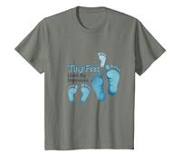 Los pies pequeños Dejan Grandes Impresiones en Baby Milestone Memory Camiseta, Niños, Verde Militar Jaspeado, 12 años