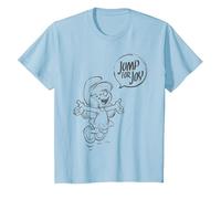 Los Pitufinos Saltan para Alegría Niños Camiseta, Niños, Azul Bebé, 4 años