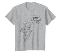 Los Pitufinos Saltan para Alegría Niños Camiseta, Niños, Gris Jaspeado, 4 años