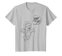 Los Pitufinos Saltan para Alegría Niños Camiseta, Niños, Plata, 4 años