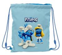 LOS PITUFOS - Mochila Saco Plano Junior, Mochila, Ideal para Niños de Diferentes Edades, Cómoda y Versátil, Calidad y Resistencia, 26x34 cm, Color Celeste/Azul