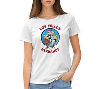 Los Pollos Restaurant Hermanos Bad Breaking Camiseta de Mujer Blanca Size M