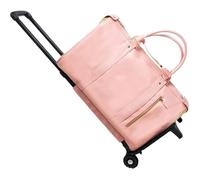 Los Portatrajes con Ruedas Llevan Una Bolsa De Lona for Viajar | Maleta de ropa for traje de vestir, bolsa de vuelo convertible for fin de semana con ruedas(Pink with tie rod)