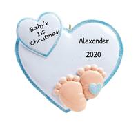Los primeros adornos navideos del beb personalizados 2024 - adorno de navidad personalizado primer adorno de huella de navidad de color azul adorno