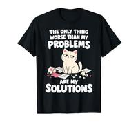Los Problemas Son mis soluciones Funny Cat Humor sarcástico Camiseta gráfica económica