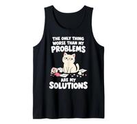 Los Problemas Son mis soluciones Funny Cat Humor sarcástico Camiseta sin Mangas