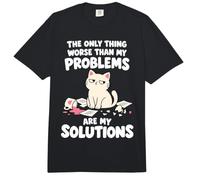 Los Problemas Son mis soluciones Funny Cat Humor sarcástico Comfort Colors Adult Heavyweight T-Shirt