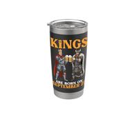 Los Reyes Nacen el 25 de Septiembre Bebedores de Cerveza Feliz Cumpleaños Vaso térmico de acero inoxidable de doble pared