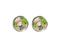 Los siete pecados mortales aretes de tuerca de anime Meliodas aretes redondos hechos a mano cúpula de cristal foto impresa joyería, nan