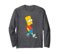 Los Simpson: Bart Simpson con tirachinas Manga Larga, Unisex para Adultos, Jaspeado Oscuro, S
