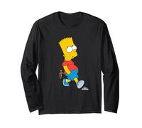 Los Simpson: Bart Simpson con tirachinas Manga Larga, Unisex para Adultos, Negro, XXL