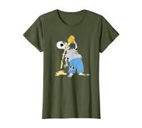 Los Simpson: Homer Skeleton Beer Treehouse of Horror Camiseta, Mujer, Verde Oliva, XL