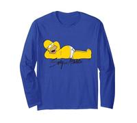 Los Simpsons Homer Sexy Cheeky Sofá Papa Descansando Manga Larga, Unisex para Adultos, Azul Real, S