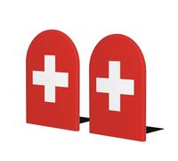 Los sujetalibros de madera de la bandera suiza son antideslizantes y adecuados para almacenamiento y organización de libros.